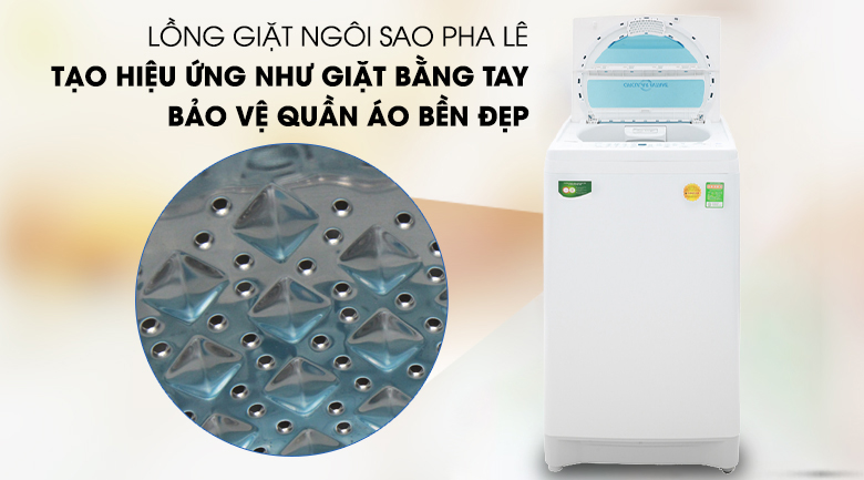 Bảo vệ tốt sợi vải nhờ lồng giặt ngôi sao pha lê - Máy giặt Toshiba 8.2 kg AW-F920LV WB