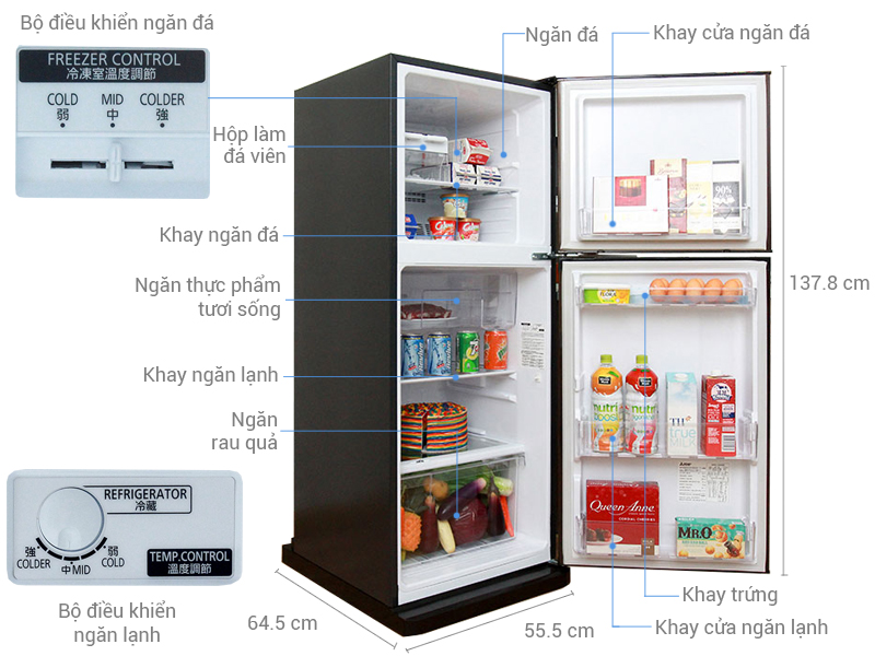 Thông số kỹ thuật Tủ lạnh Mitsubishi Electric 204 lít MR-FV24J-BR-V